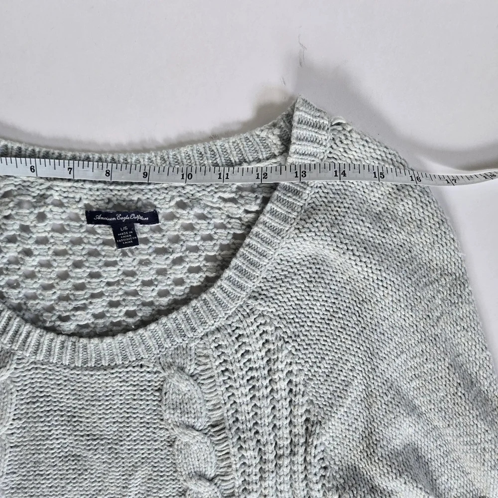 America Eagle wool cotton Crochet cable Knit Sweater women sz Large - Picture 6 of 9